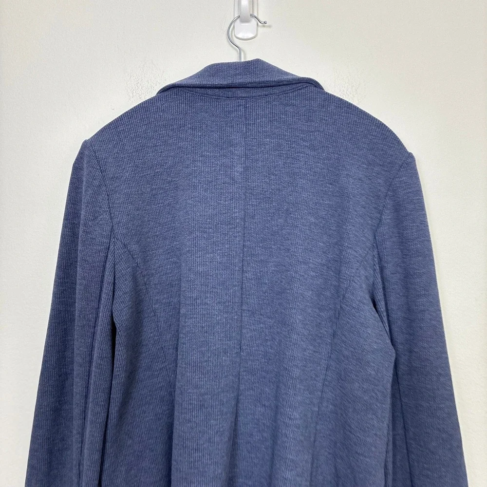 Skies Are Blue Ribbed Knit Blazer Open Front Jacket Women's L Preppy Minimalist